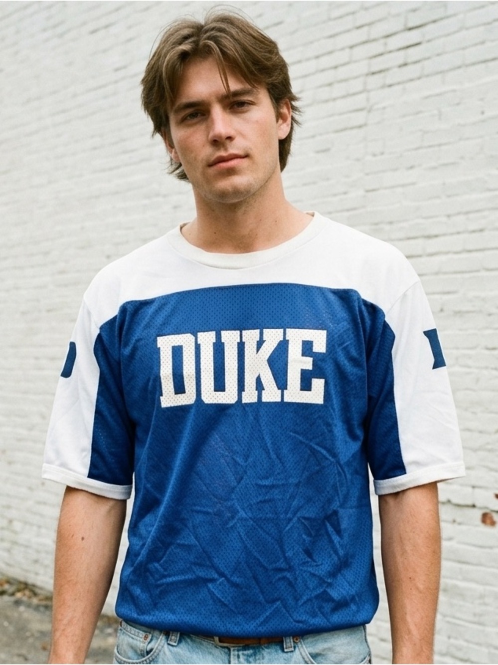 Vintage Duke Blue Devils Artex Mesh 80s 90s Shirt Men L NCAA Basketball Blue